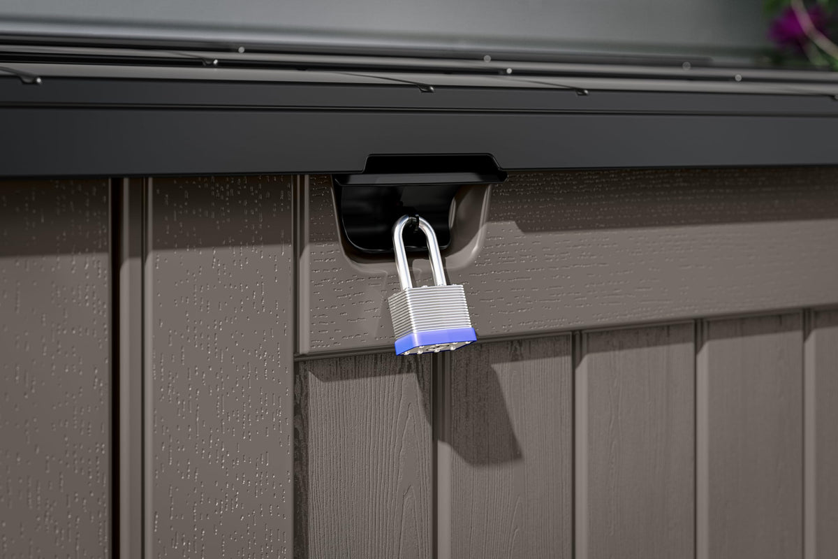 Close-up of gas shocks enabling one-handed lid lift