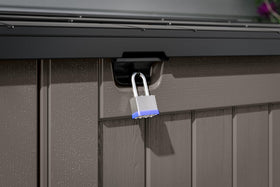 Close-up of gas shocks enabling one-handed lid lift
