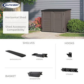 USA-made Suncast shed emphasizing quality and durability