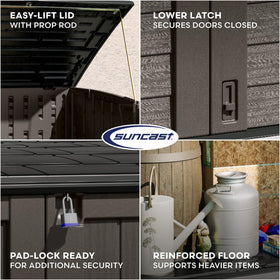 Durable all-weather resin panels on Suncast shed