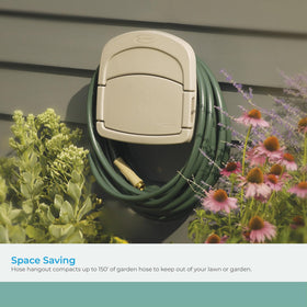 Suncast DHH150 mounting bracket shows a sturdy six-point installation.