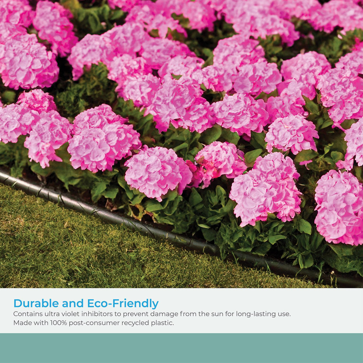 Suncast double ridge design adds definition to borders around gardens and flower beds.