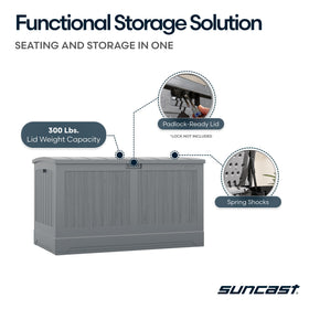 Suncast multi-wall resin construction resists water, fading, and UV damage while lasting outdoors.