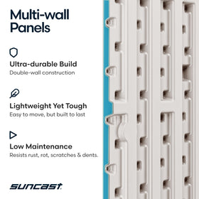 Suncast box doubles as seating with reinforced lid.