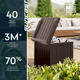 Suncast durable weatherproof storage for yard, garden, or balcony