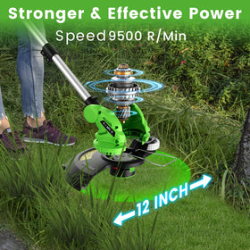 SUNCHERS trimmer head rotated to edge mode for clean borders