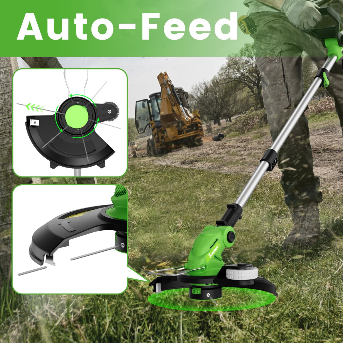 SUNCHERS wheel-edger feature enables precise lawn borders