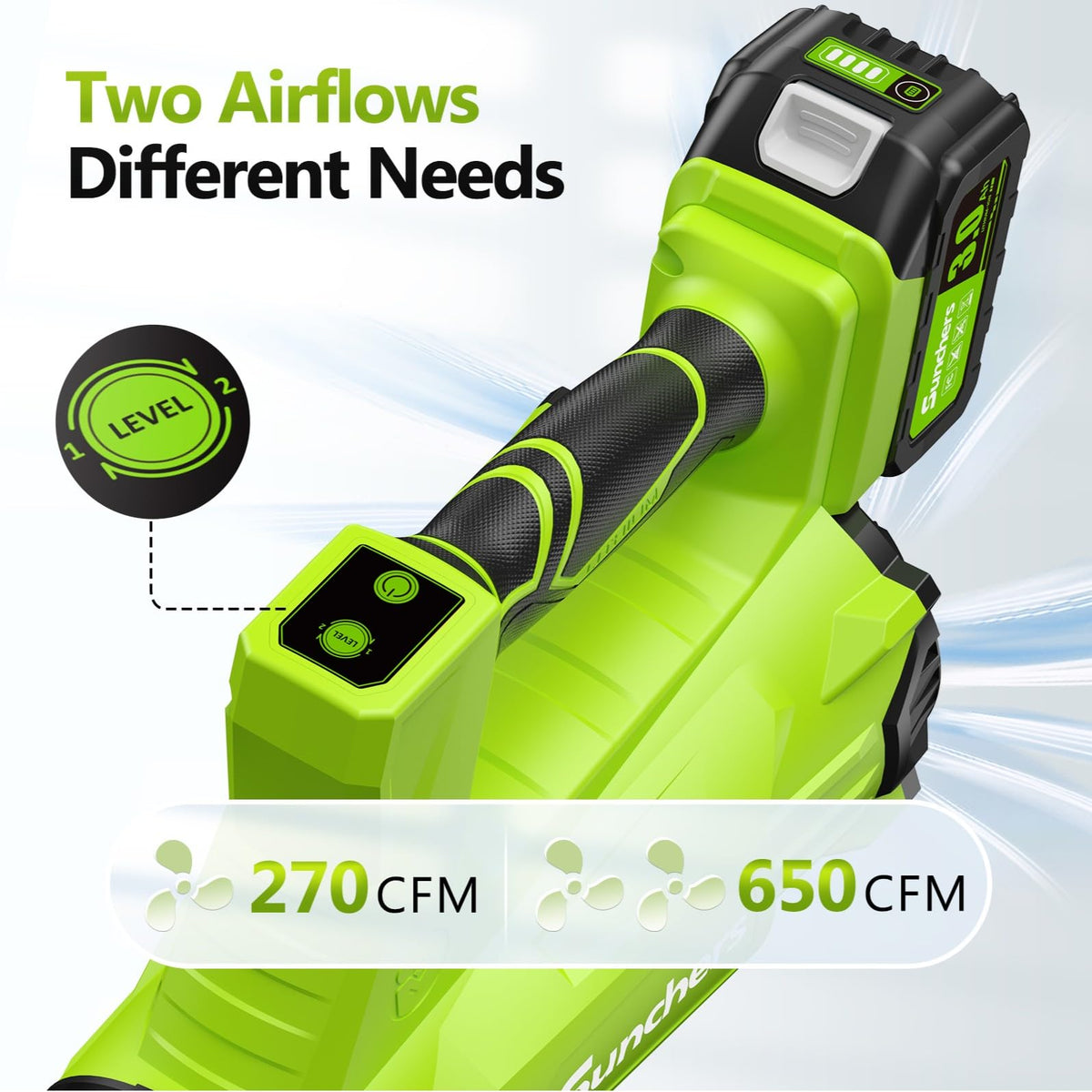 SUNCHERS cordless blower with lightweight design for easy handling