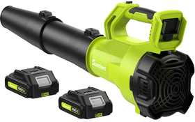 Sunchers cordless leaf blower motor shows powerful airflow for yard tasks.