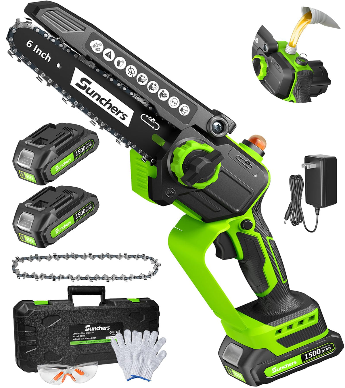 SUNCHERS Mini Chainsaw 6-Inch in hand for precise pruning and quick cut tasks