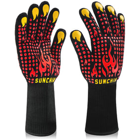 Sunchin BBQ gloves with non-slip grip for secure handling of hot grills.