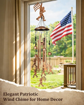 Suncket Bigfoot wind chimes antique bronze finish resists rust.
