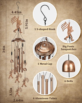 Suncket Bigfoot wind chimes tubes close-up highlighting tuned aluminum tones.