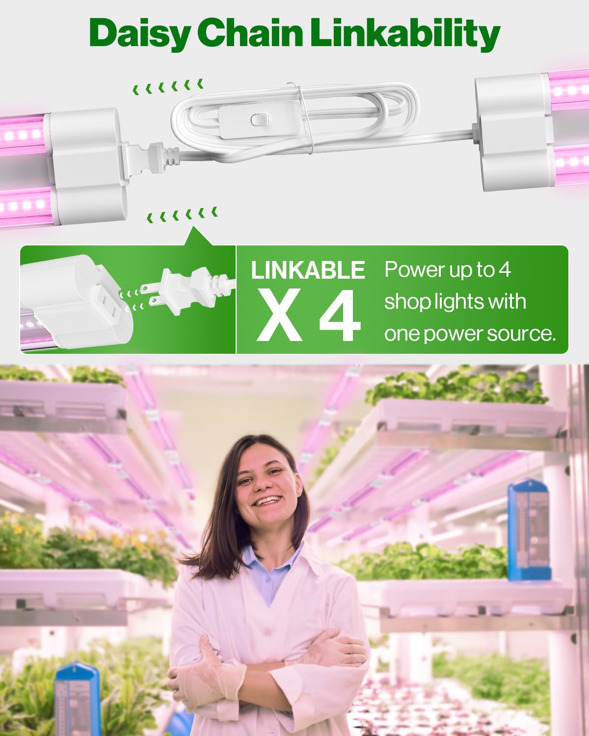 Sunco linkable 4-unit setup enables scalable indoor garden lighting.