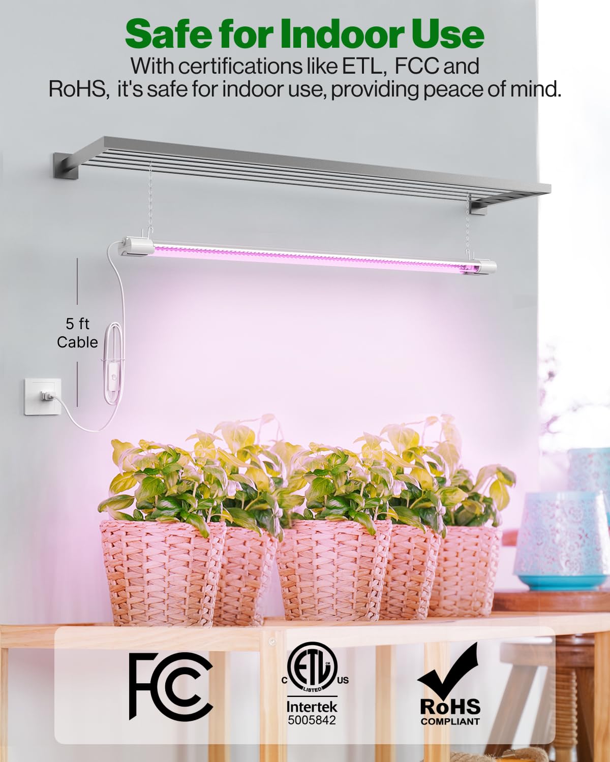 Sunco UL/ETL-listed fixture backed by 5-year protection.