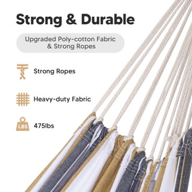 SUNCREAT portable hammock is easy to carry and set up indoors or outdoors.