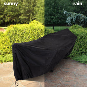 SUNCREAT hammock cover secured by sturdy buckles and elastic hem cords
