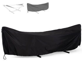 SUNCREAT hammock cover with waterproof fabric protecting an 11-12ft setup