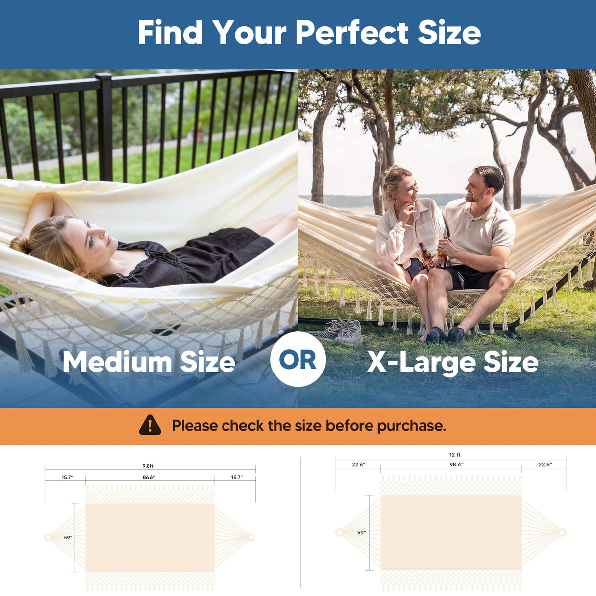 SUNCREAT hammock dimensions 98x59 bed area suitable for two campers.