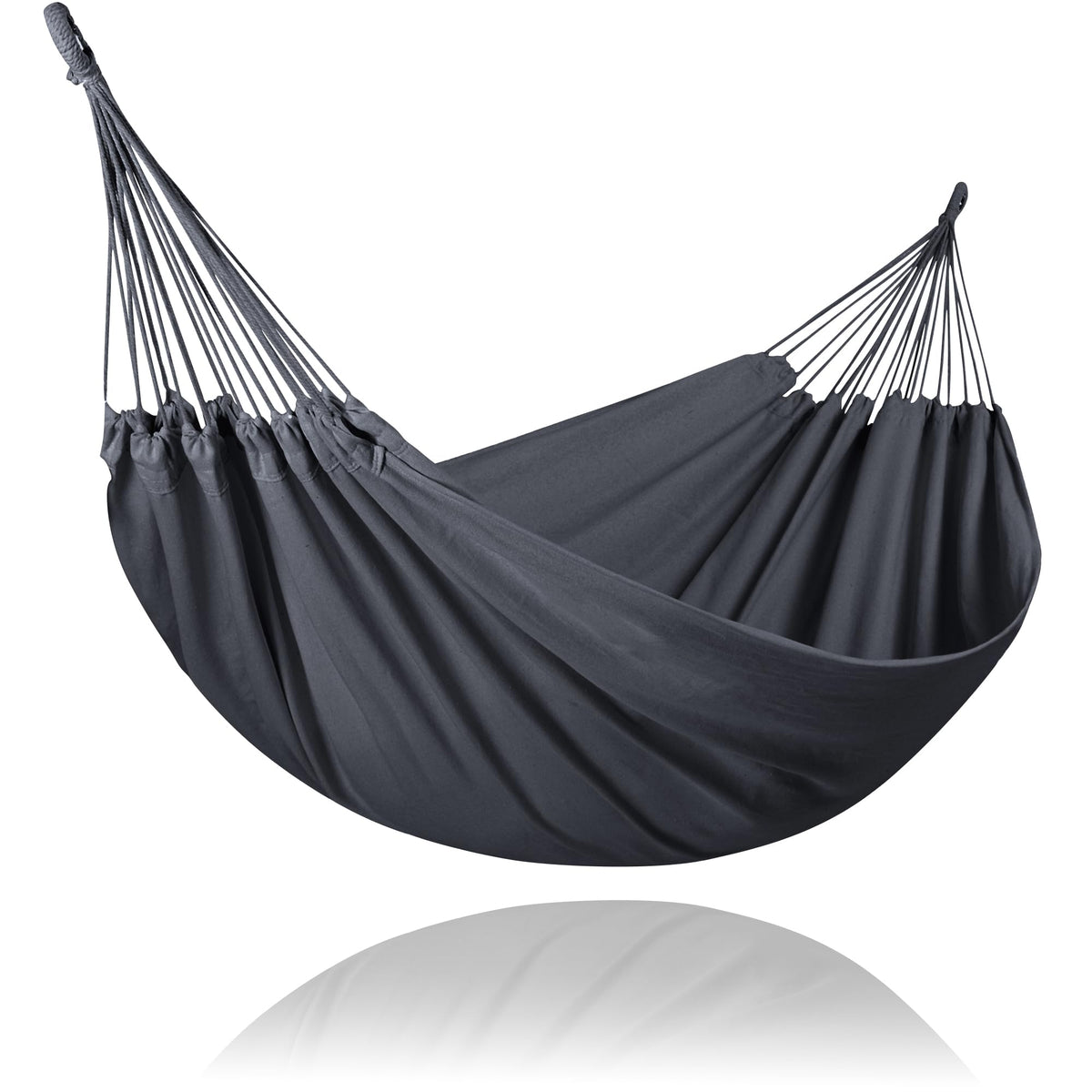 SUNCREAT double hammock outdoors in dark gray, ideal for two campers.