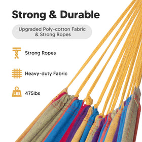 SUNCREAT portable and lightweight hammock ready for quick setup and travel.