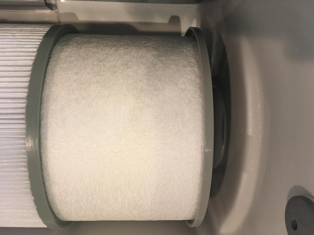 8.5-inch diameter detail highlights snug fit in spa filtering system.