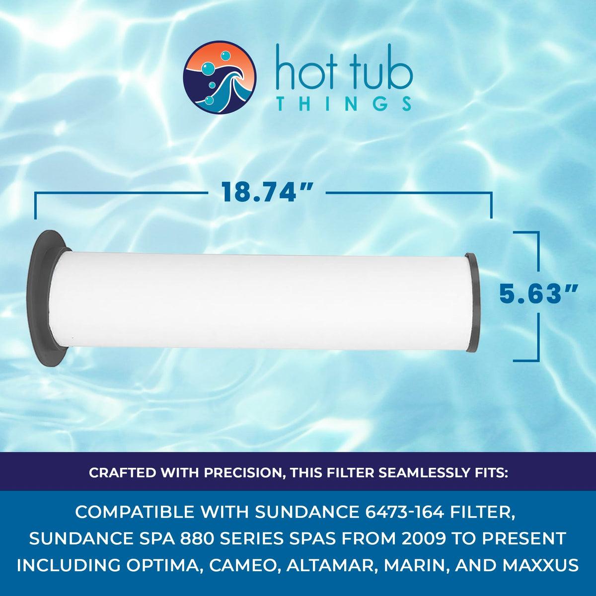 Sundance spa water appears crystal-clear thanks to pleated filtration.