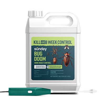 SUNDAY Bug Doom bottle with wand sprayer for easy outdoor application