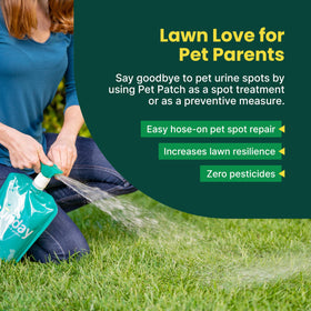 Sunday Pet Patch lush-green lawn after treatment looks healthier.