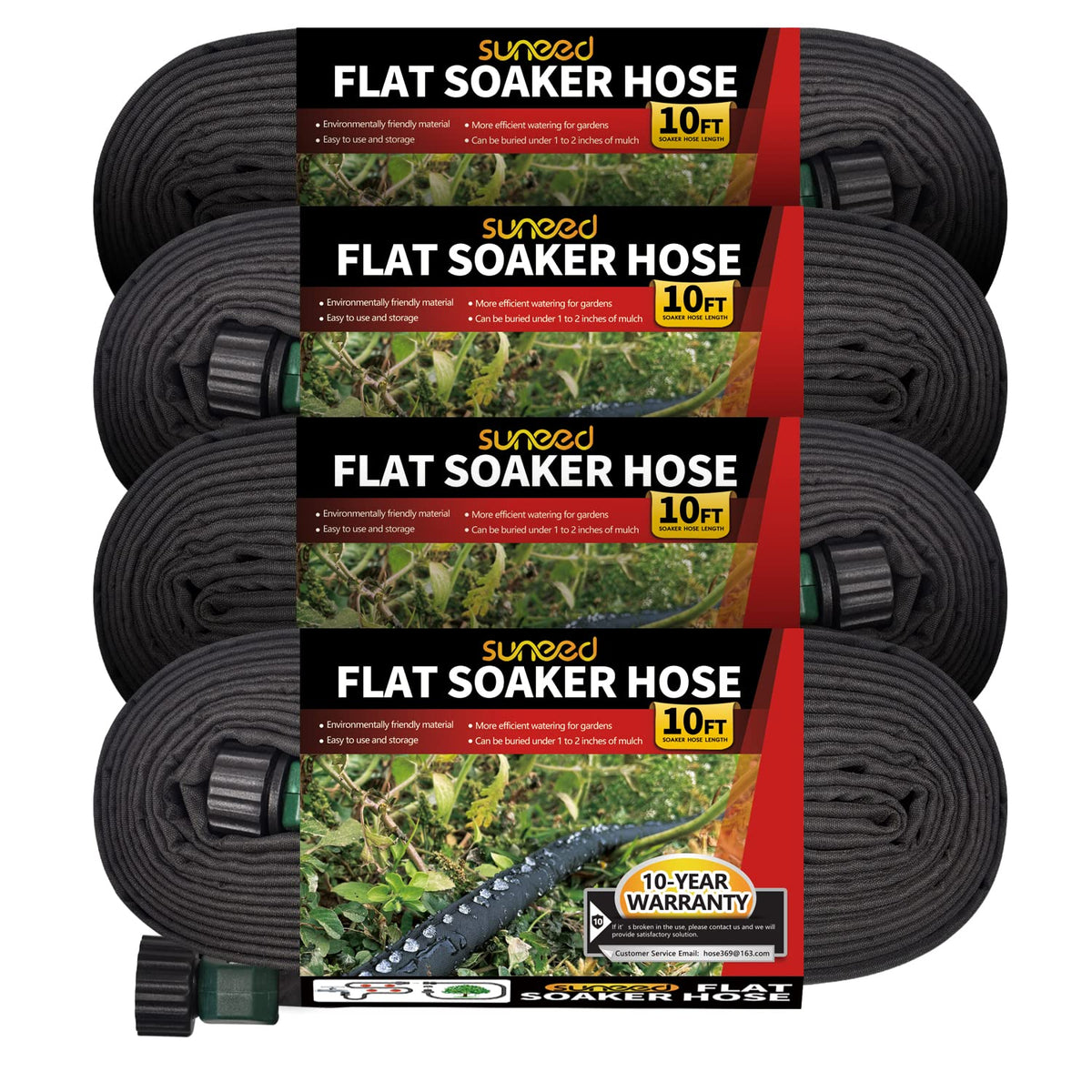 Suneed flat soaker hose 10ft in-bed installation promotes even watering along roots