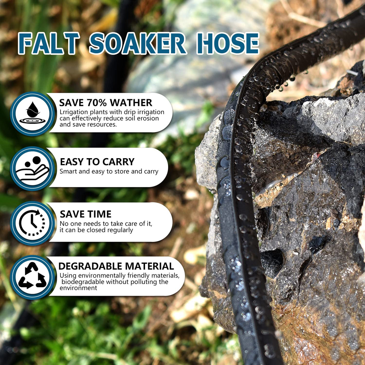 Suneed 10ft flat soaker hose demonstrates efficient irrigation for flower beds