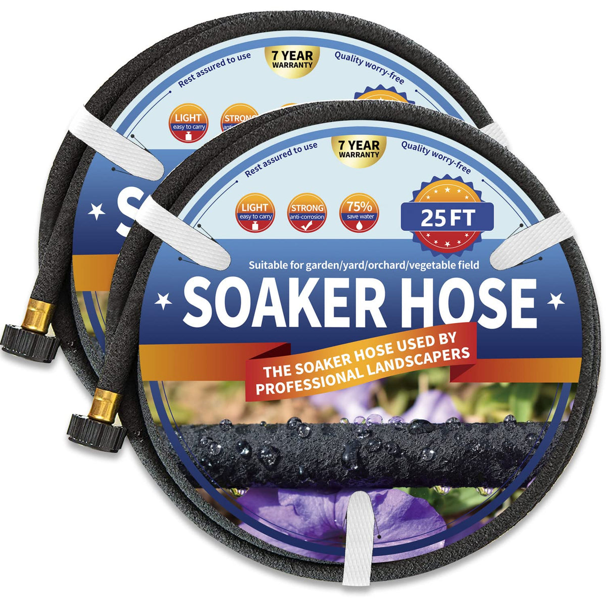 Suneed 25 ft soaker hose setup ready for even watering along a garden bed