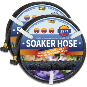 Suneed 25 ft soaker hose setup ready for even watering along a garden bed