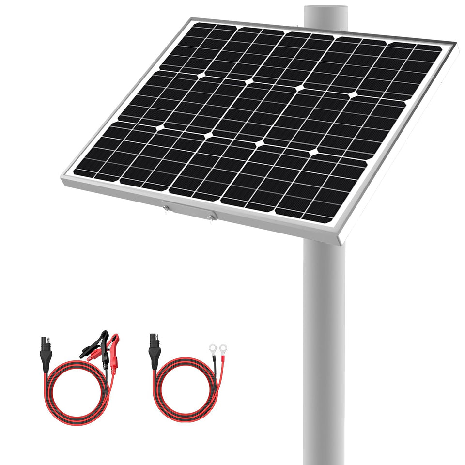 SUNER POWER 12V solar panel trickle charger front view for portable battery upkeep.