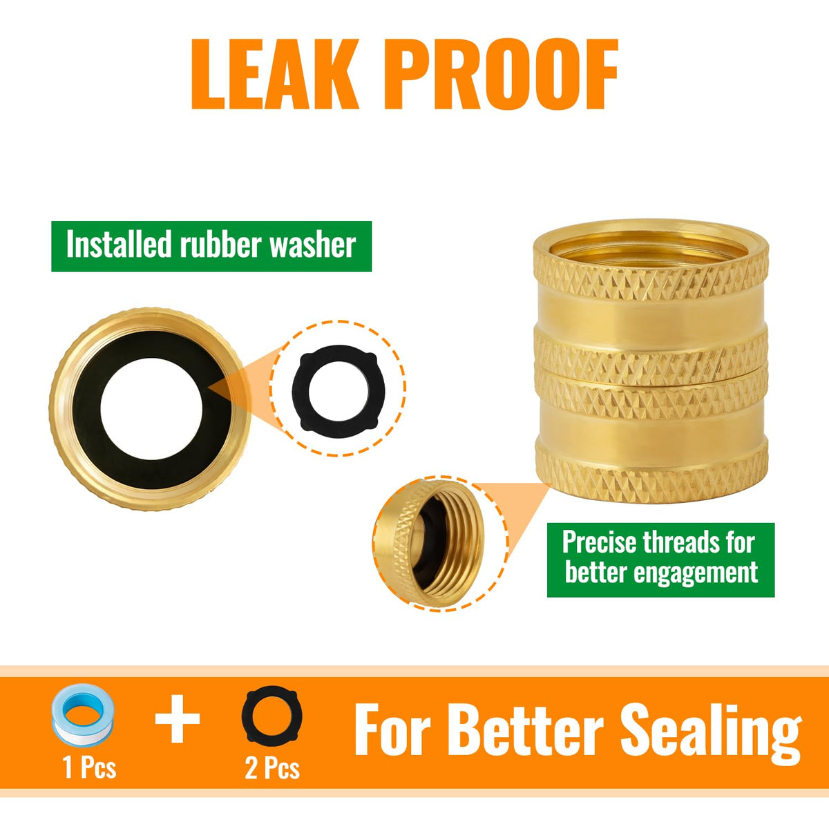SUNGATOR washers and sealing tape included for leak prevention