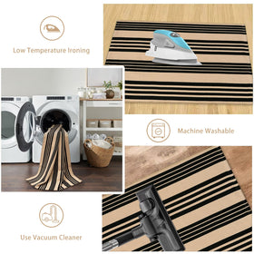 Sungea striped front door rug design complements farmhouse or modern entryways.