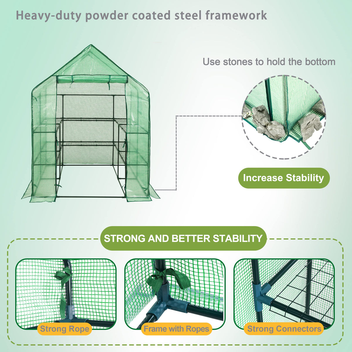SUNGIFT Walk-in Greenhouse easy assembly without tools