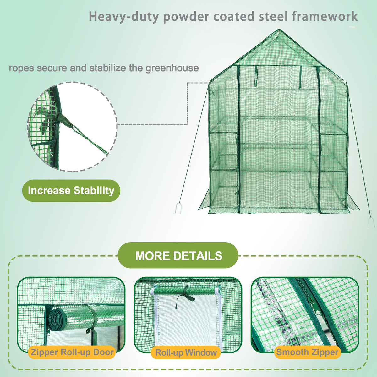 SUNGIFT Walk-in Greenhouse observation windows for monitoring progress