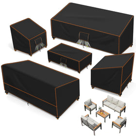 SUNICO chair cover set close-up shows durable fabric and sealed seams for rain protection