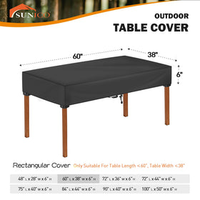 SUNICO windproof table cover with corner straps keeps cover secure during storms