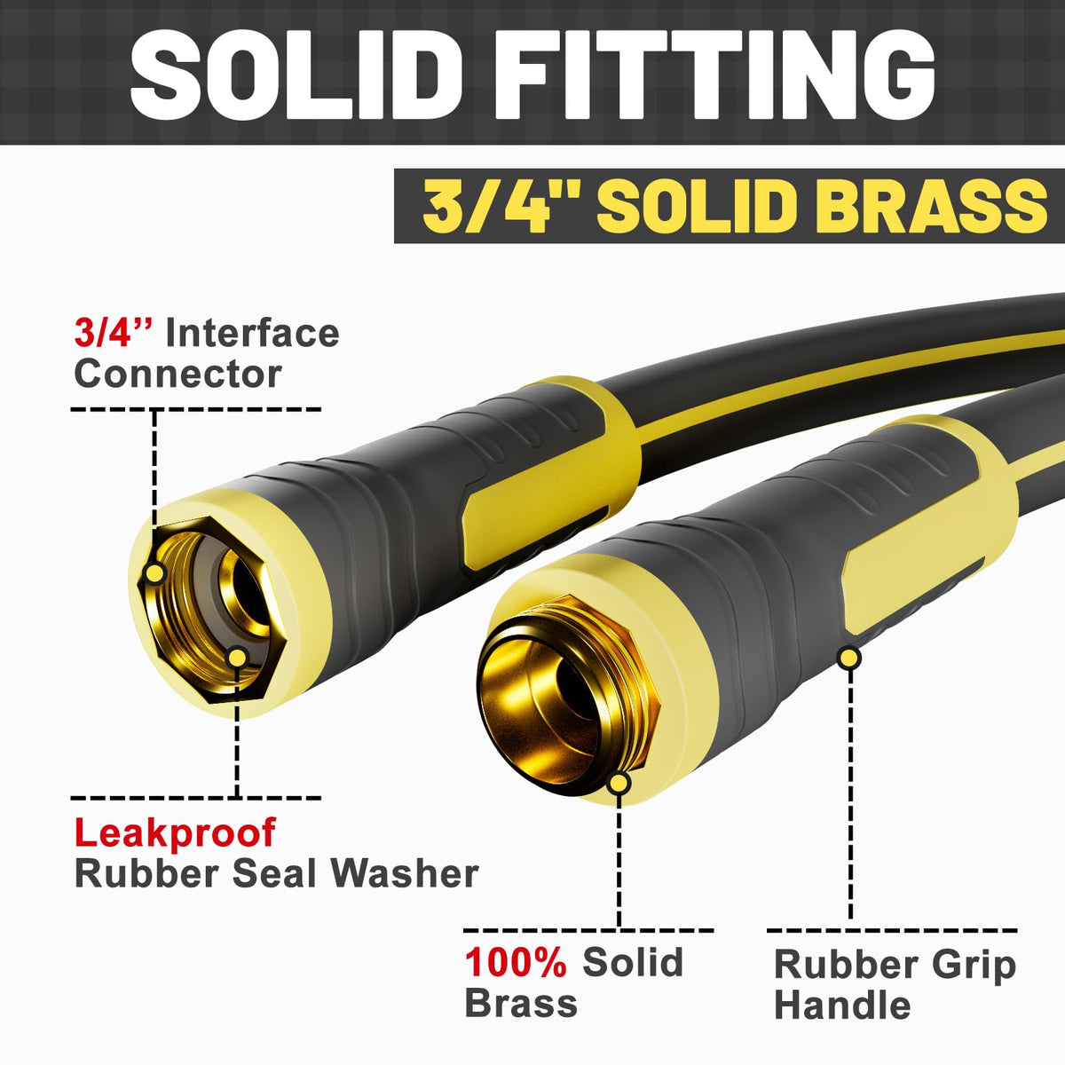 Sunifier Hybrid Rubber Hose 50ft, 3-layer reinforced, maximizing durability during daily yard tasks.