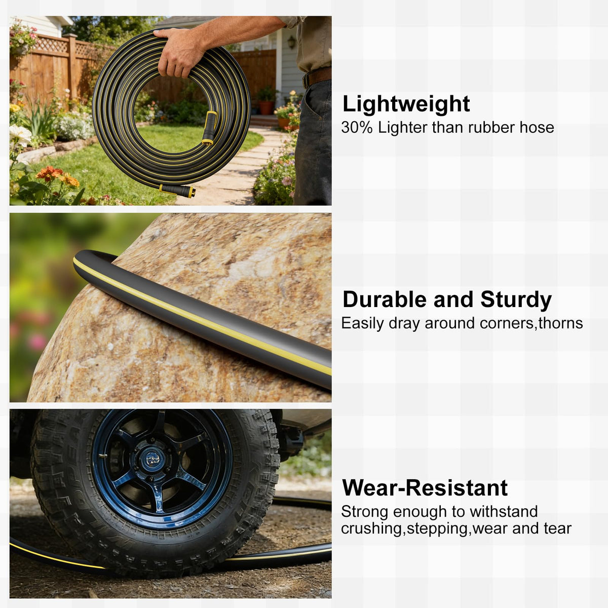 Sunifier Hybrid Rubber Hose 50ft, all-weather flexible, stays pliable in heat and cold.
