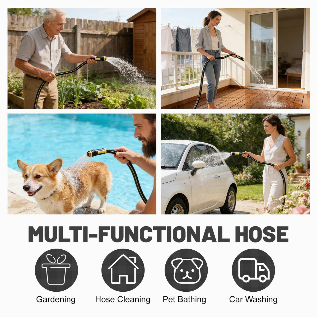 Sunifier Hybrid Rubber Hose 50ft, ergonomic grip aids comfortable outdoor use.