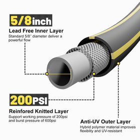 Sunifier Hybrid Rubber Hose 50ft, kink-free, prevents tangles during extended watering.