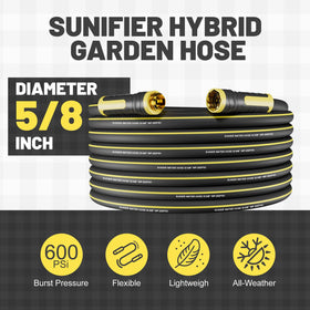 Sunifier Hybrid Rubber Hose 50ft, water-safe materials withstand daily garden tasks.