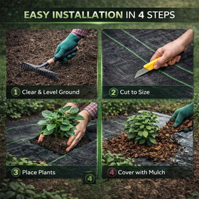 Sunifier landscape fabric with green stripes helps accurate alignment during installation.