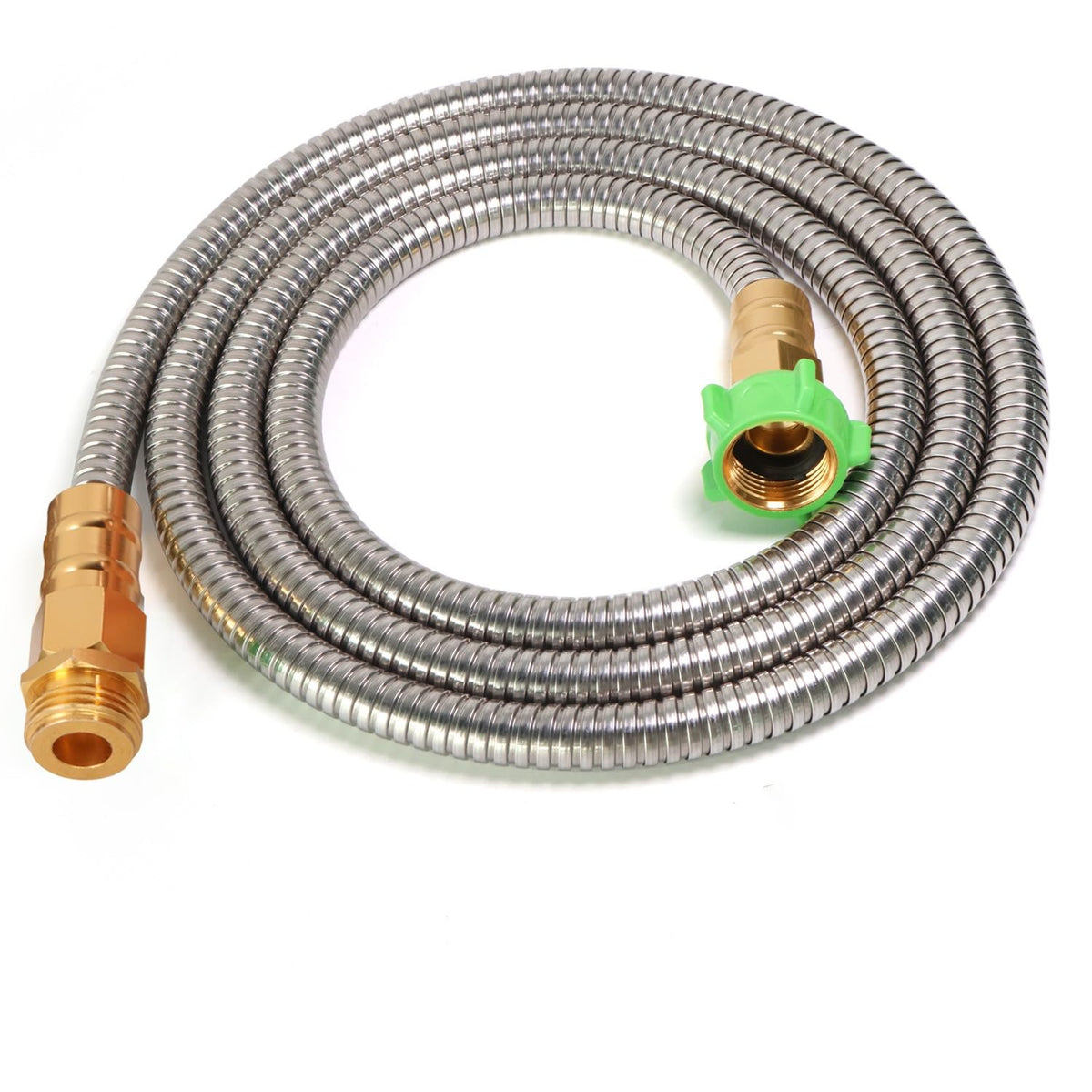 Sunifier metal short garden hose 8ft in stainless steel exterior for durable outdoor watering