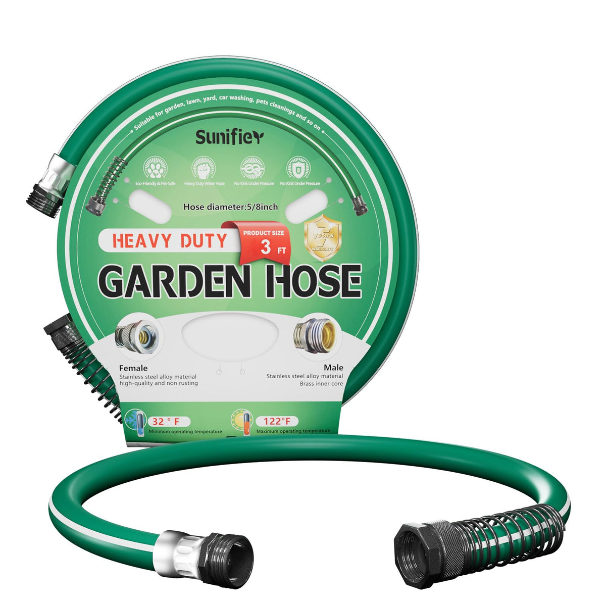 Sunifier short garden hose 3ft flexible extension for compact watering tasks.