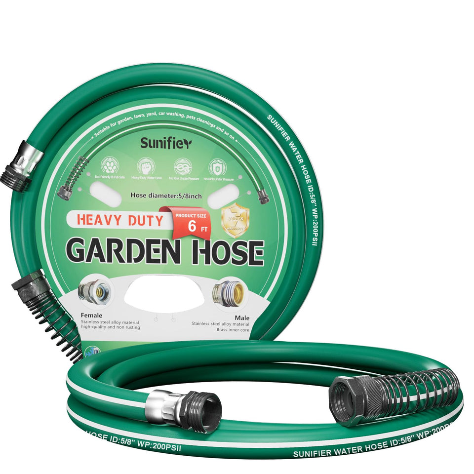 Sunifier short garden hose 6ft, ideal for small yards and easy watering.