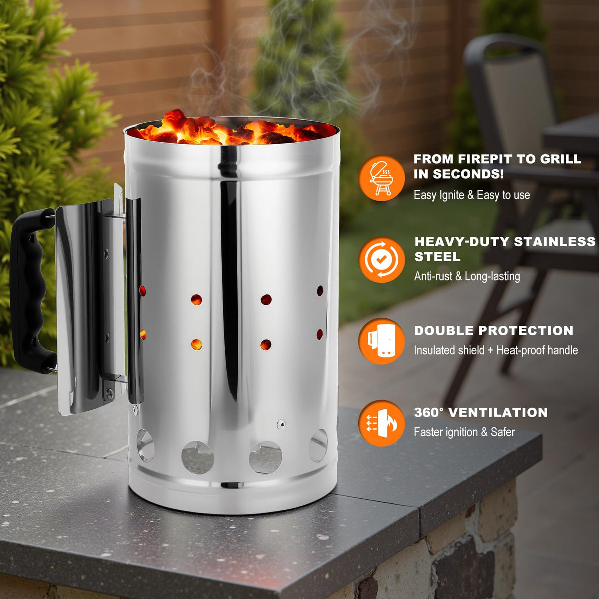 SUNLIFER on-grill view demonstrates stable balance on a grill grate